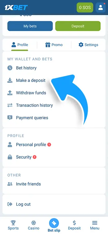 Step 2 - Click the Deposit button
