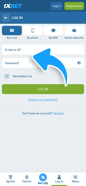 Email login Step 3 - Enter the registered email