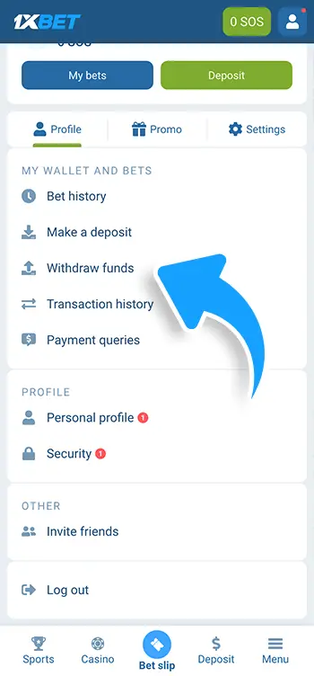 Step 4 - Select the Withdraw Funds option
