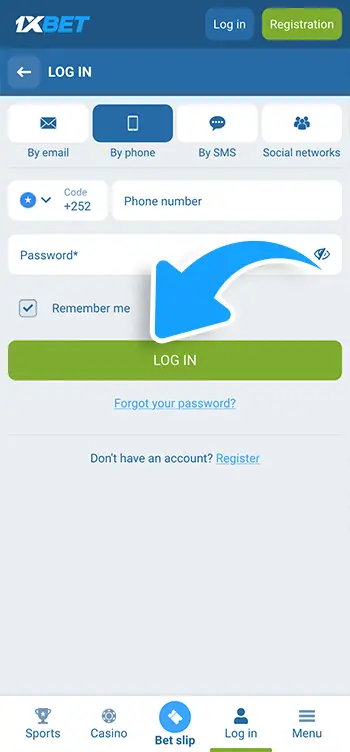 Phone login Step 5 - Press Log in